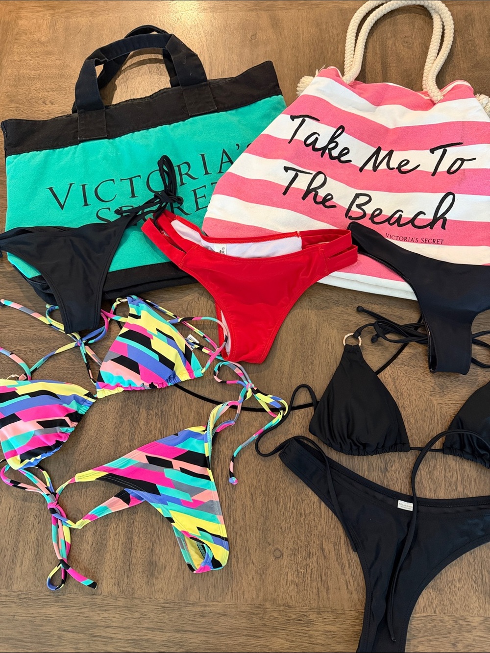 Victoria's Secret Beach bag/Random Thong bathing suit bundle